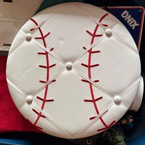 Baseball Themed White and Red Photo Cushion